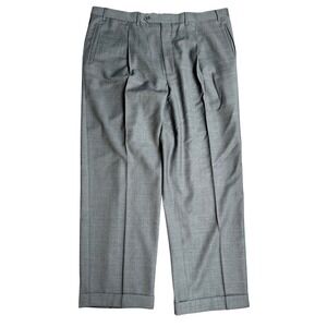 Canali Mens Dress Pants Gray Wool Pleated Cuffed Made in Italy US 41 EU 56R
